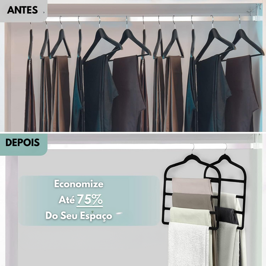 Cabides Luxo Veludo Preto Rosê – Kit 10 Peças