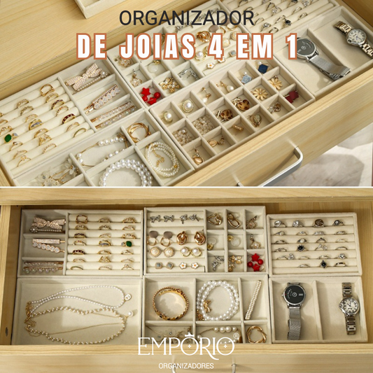 Organizador de Joias 4 em 1 - Kit com 4 Peças