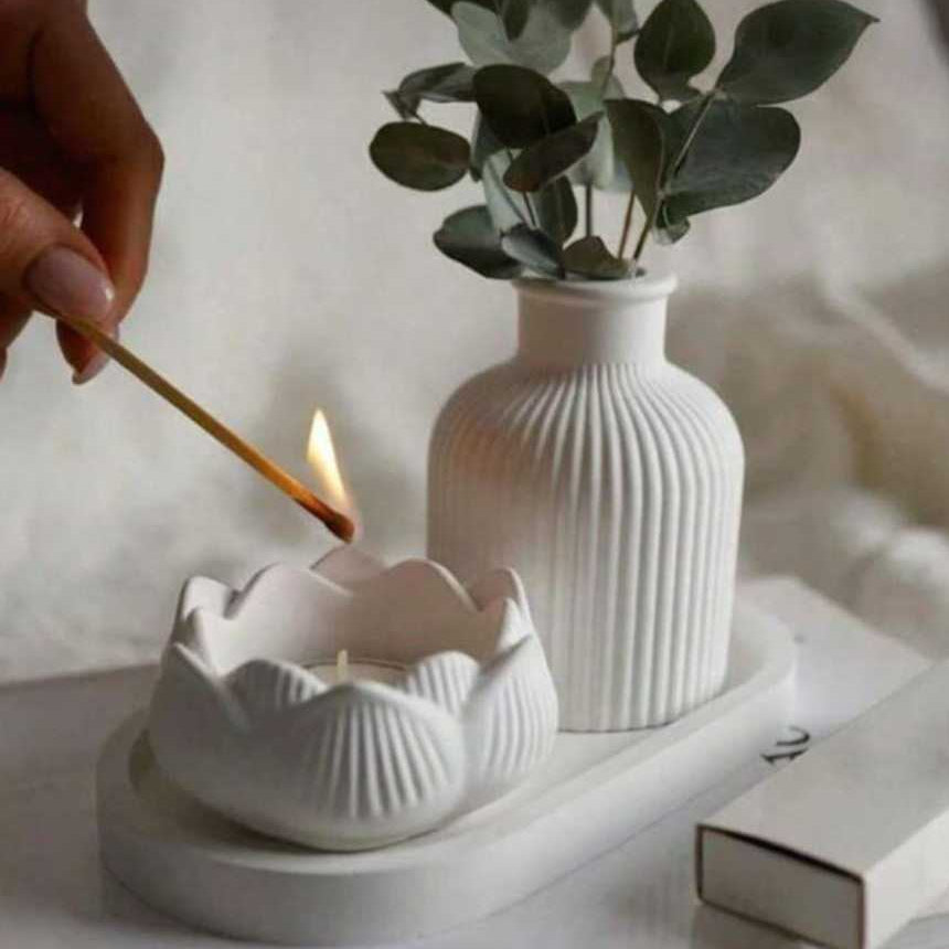 Kit Decor Flor de Lótus & Vaso Riviera