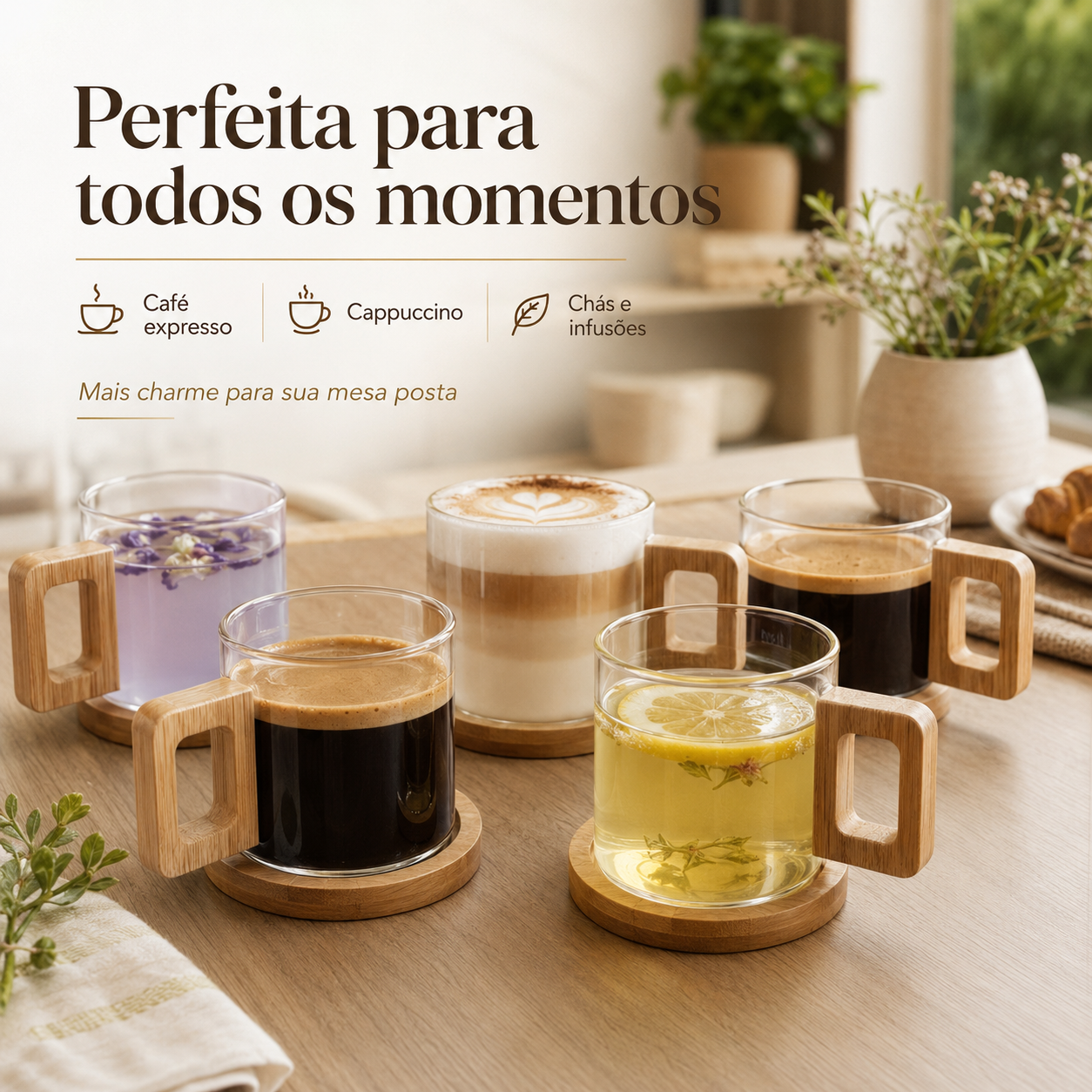 Coleção Bamboo Coffee - Kit com 6 un