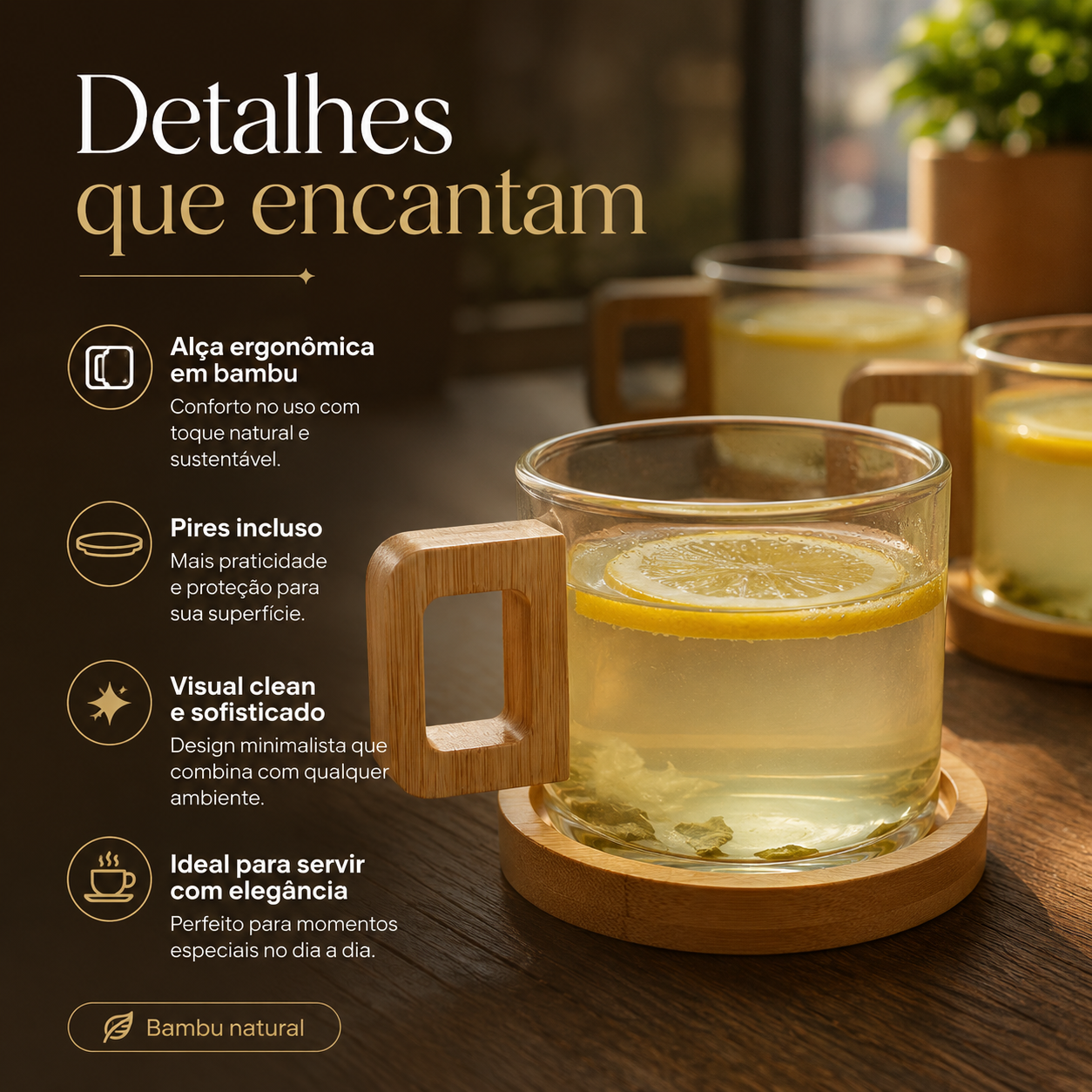 Coleção Bamboo Coffee - Kit com 6 un