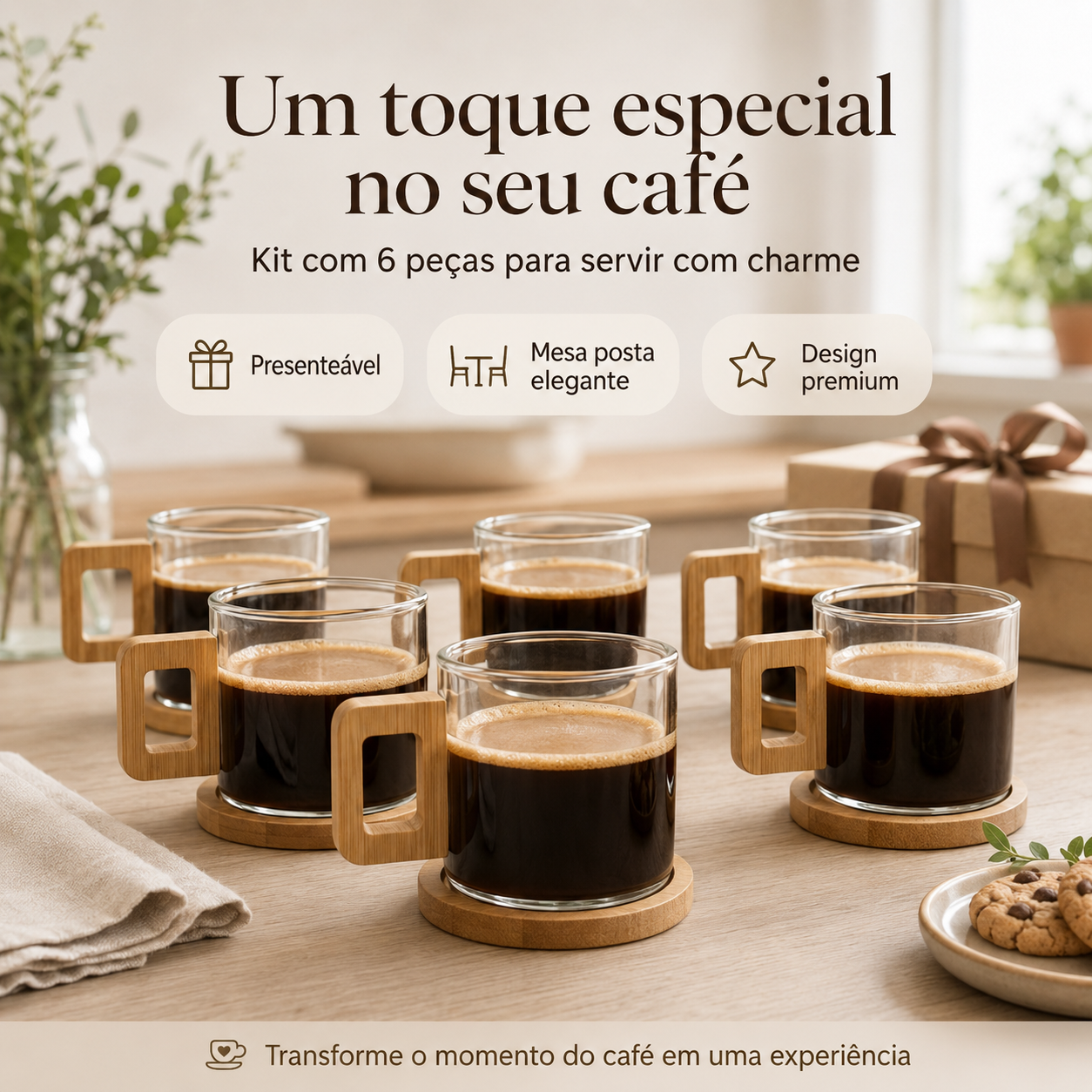 Coleção Bamboo Coffee - Kit com 6 un