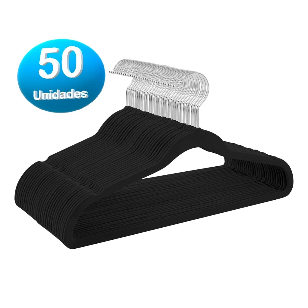 Cabide de Veludo Premium - 50 Unidades