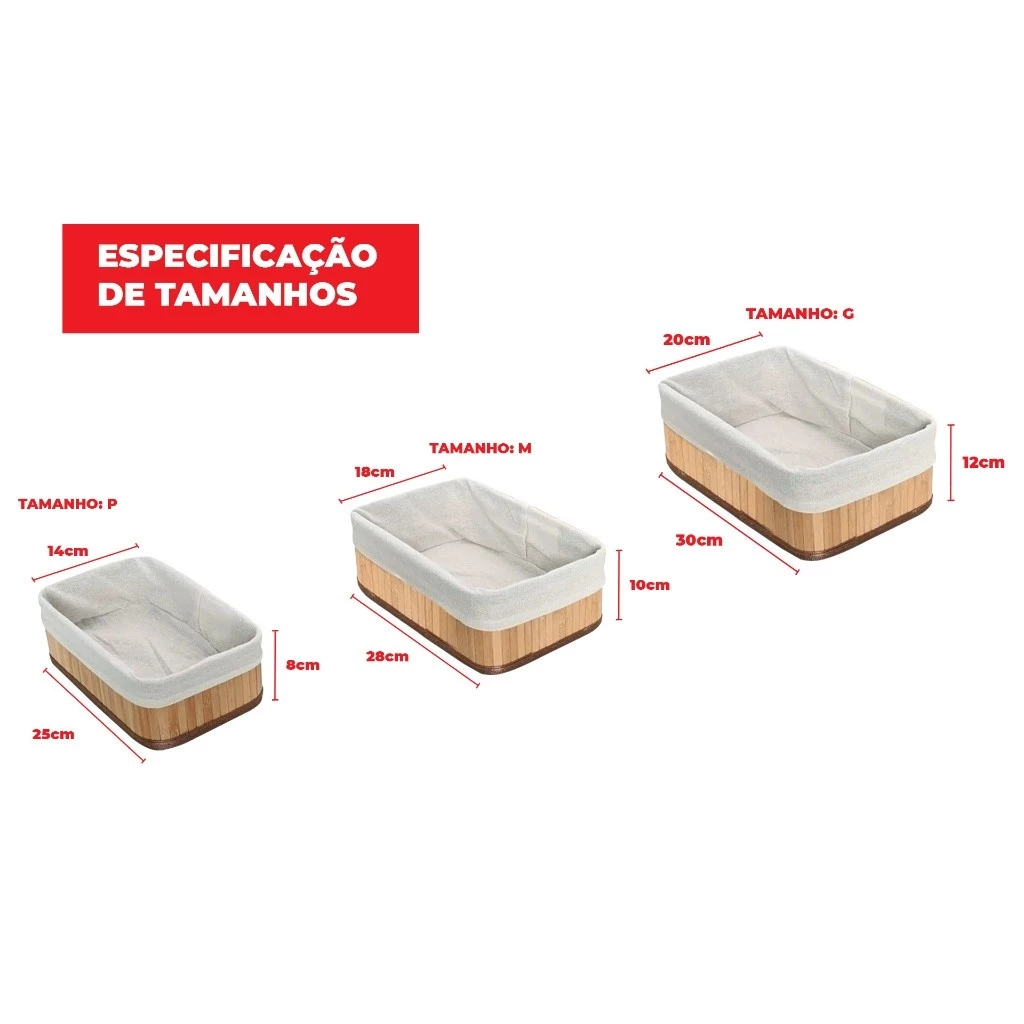Caixas Bambu Elegance – Kit 3 Peças