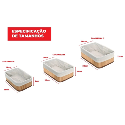 Caixas Bambu Elegance – Kit 3 Peças