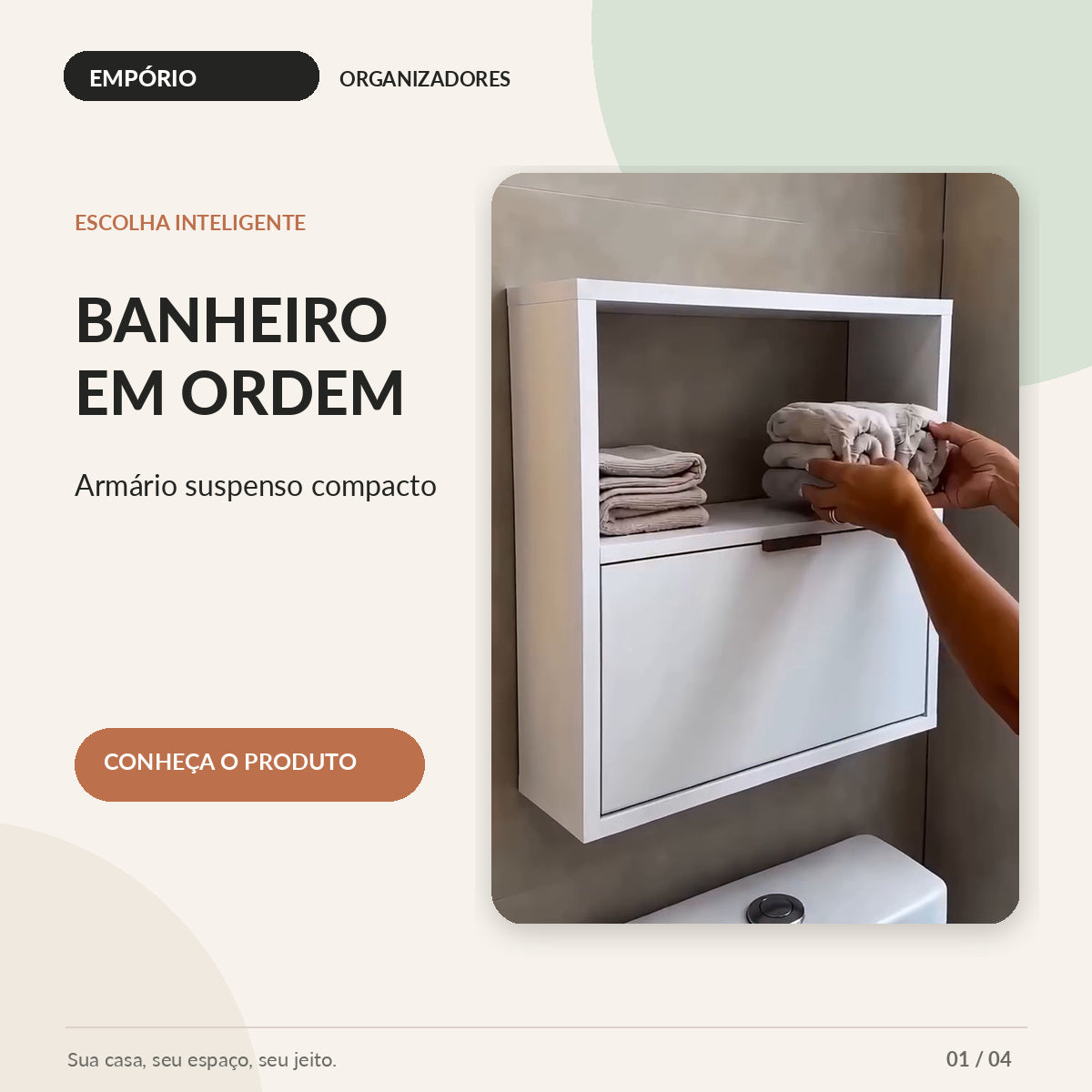 Armário suspenso branco para banheiro - imagem 1 de 4