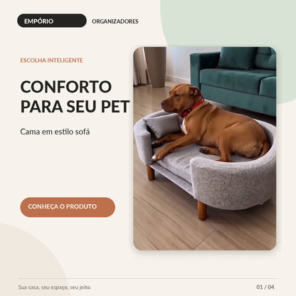 Cama cinza em estilo sofá para cachorro - imagem 1 de 4