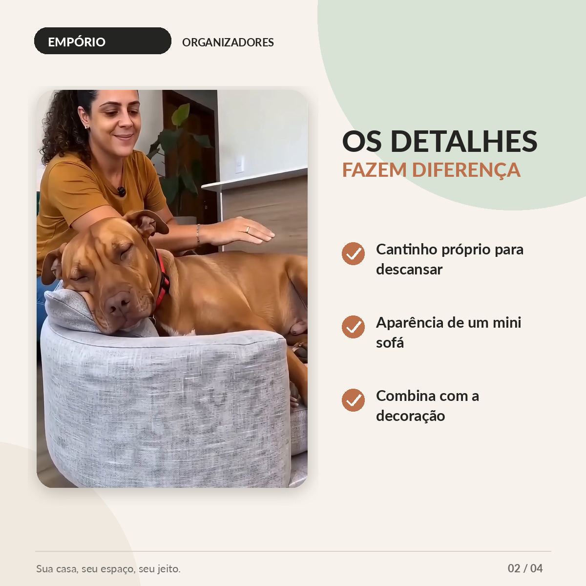 Cama cinza em estilo sofá para cachorro - imagem 2 de 4