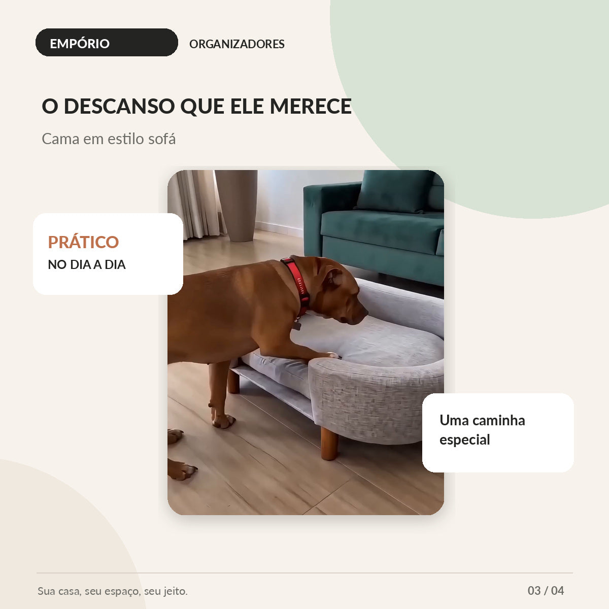 Cama cinza em estilo sofá para cachorro - imagem 3 de 4