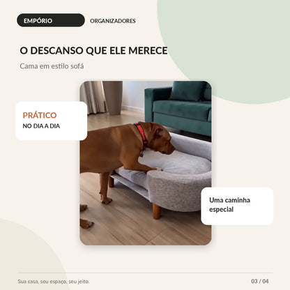 Cama cinza em estilo sofá para cachorro - imagem 3 de 4