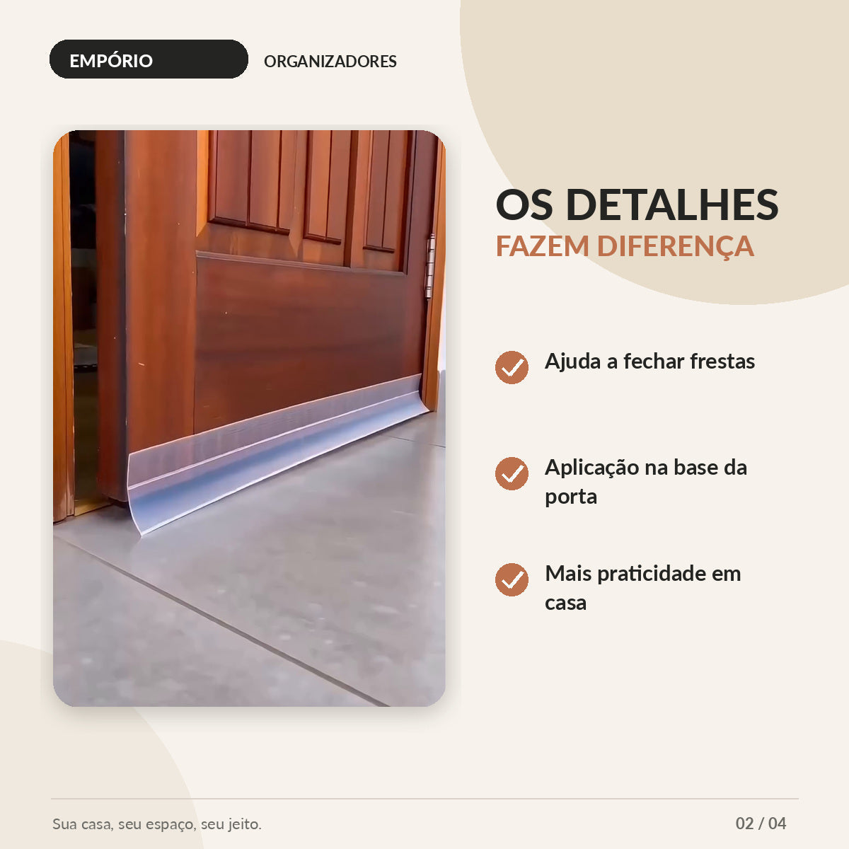 Kit com dois rolos de fita veda porta - imagem 2 de 4