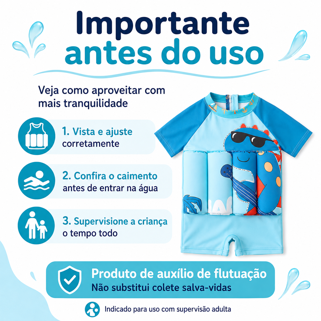 Maiô Flutuante Infantil AquaSafe – Mais Confiança para Brincar na Água