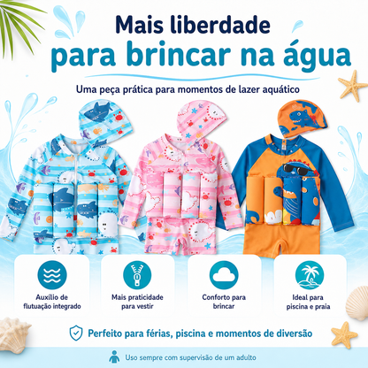 Maiô Flutuante Infantil AquaSafe – Mais Confiança para Brincar na Água