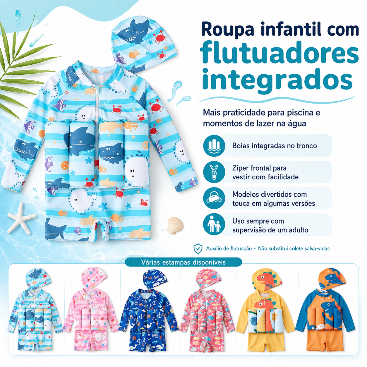Maiô Flutuante Infantil AquaSafe – Mais Confiança para Brincar na Água