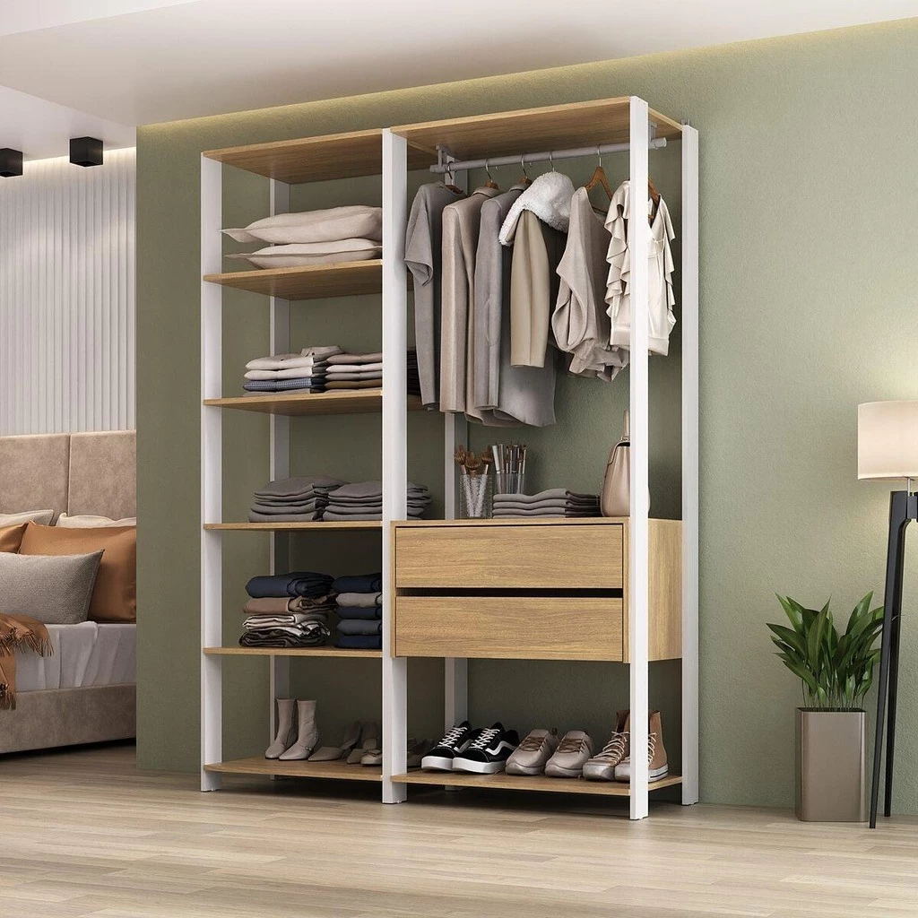 Guarda-Roupas Modular Elissa 135cm – 2 Gavetas + Cabideiro
