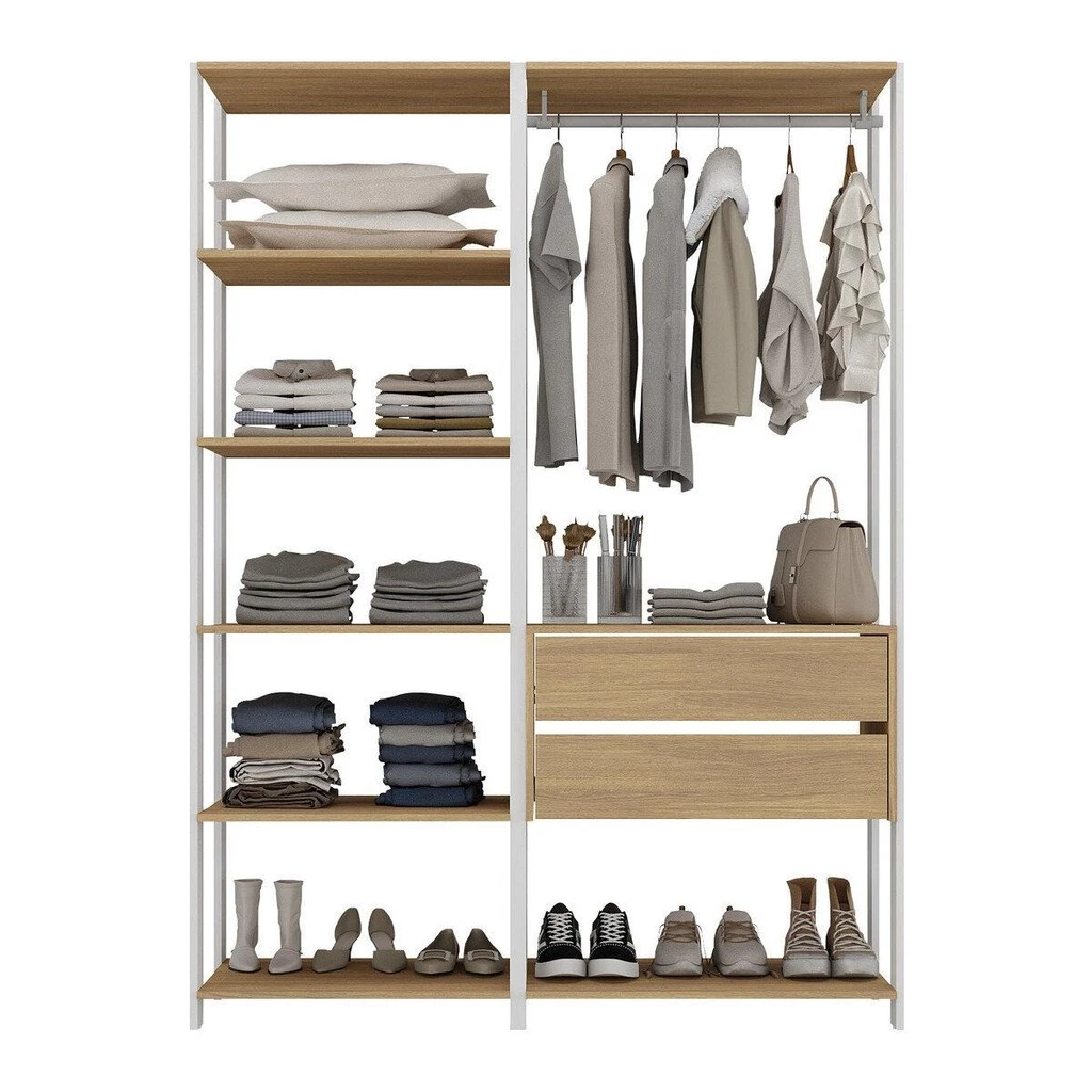 Guarda-Roupas Modular Elissa 135cm – 2 Gavetas + Cabideiro