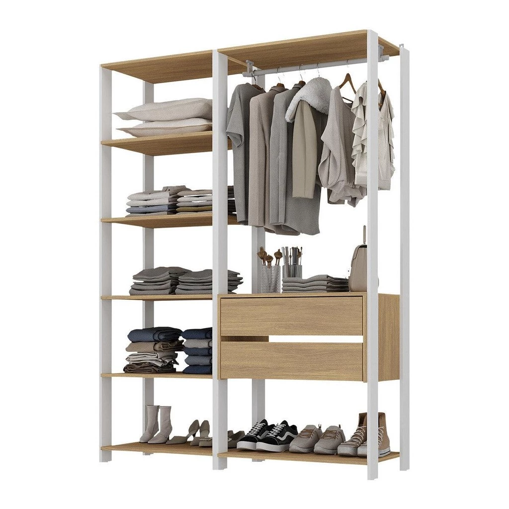Guarda-Roupas Modular Elissa 135cm – 2 Gavetas + Cabideiro