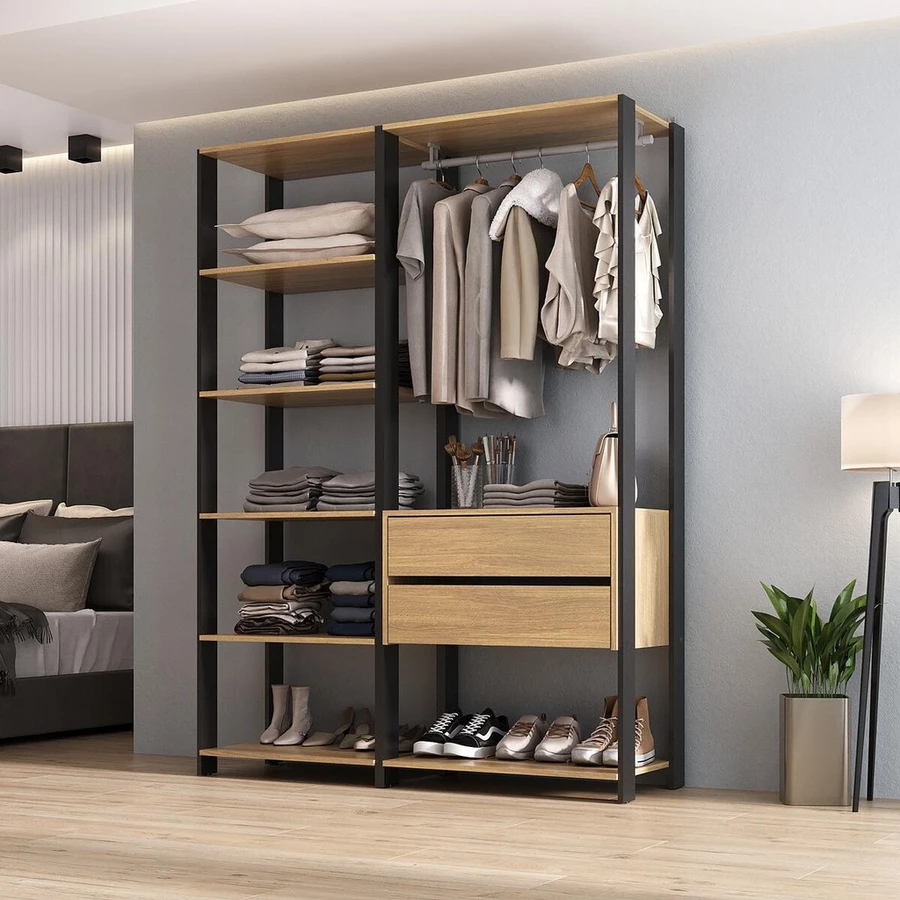 Guarda-Roupas Modular Elissa 135cm – 2 Gavetas + Cabideiro