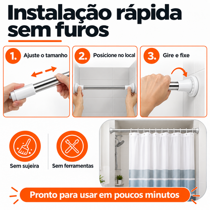 Instalação rápida sem furos do Varão AjustaFácil